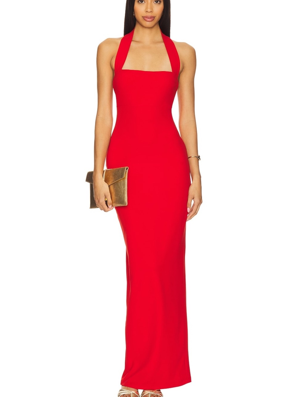 Nookie Boulevard Maxi Dress Cherry Red Halter Gown Size M Evening Formal NWT